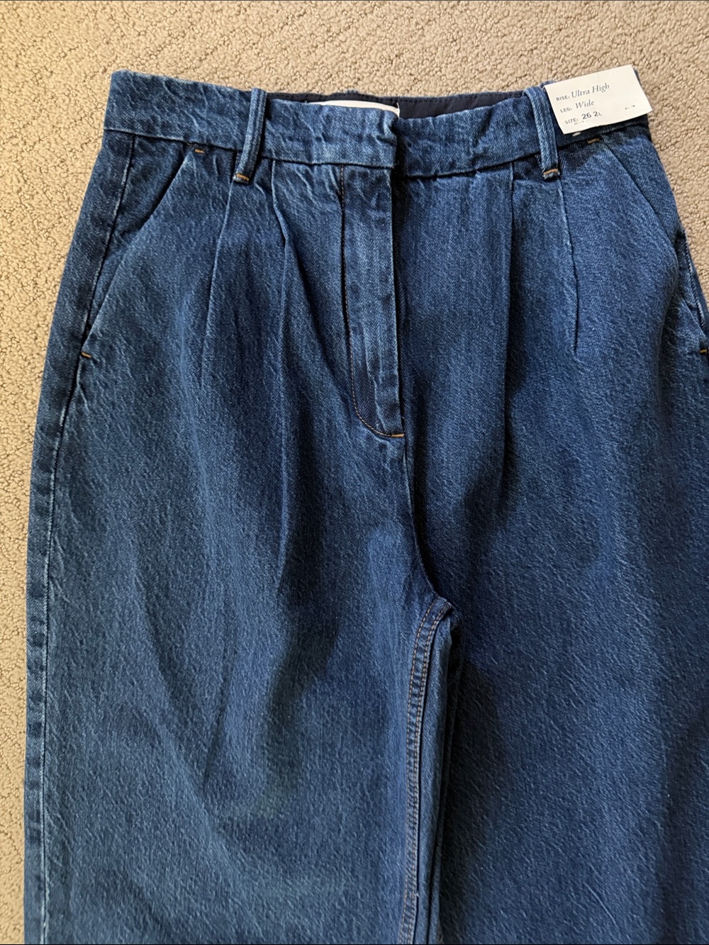 Abercrombie & Fitch Wide-Leg High-Rise Trousers - Navy Blue - Picture 3 of 9